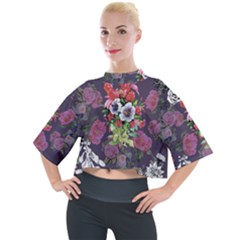 Purple Flowers Mock Neck Tee by goljakoff