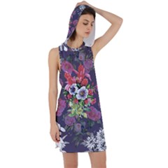 Purple Flowers Racer Back Hoodie Dress by goljakoff