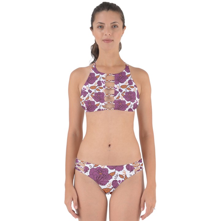 Rose flowers Perfectly Cut Out Bikini Set