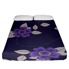 Purple Flowers Fitted Sheet (king Size) by goljakoff