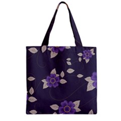 Purple Flowers Zipper Grocery Tote Bag by goljakoff