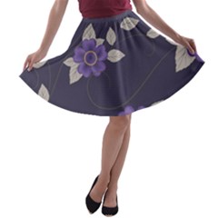 Purple Flowers A-line Skater Skirt by goljakoff