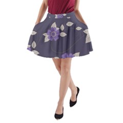 Purple Flowers A-line Pocket Skirt by goljakoff