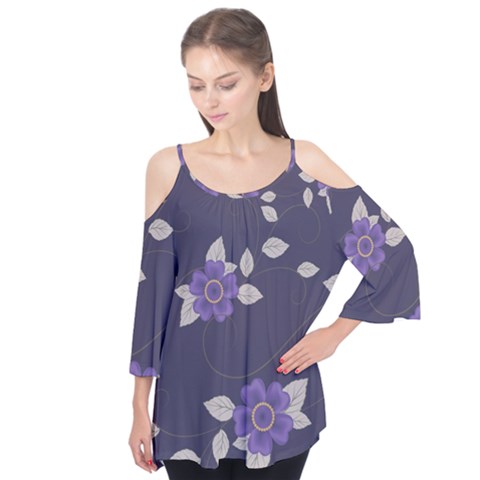 Purple Flowers Flutter Tees by goljakoff