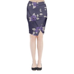 Purple Flowers Midi Wrap Pencil Skirt by goljakoff