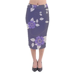 Purple Flowers Velvet Midi Pencil Skirt by goljakoff