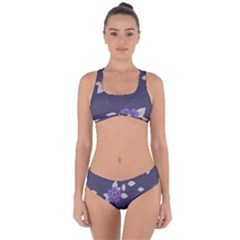 Purple Flowers Criss Cross Bikini Set by goljakoff