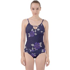 Purple Flowers Cut Out Top Tankini Set by goljakoff