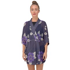 Purple Flowers Half Sleeve Chiffon Kimono by goljakoff