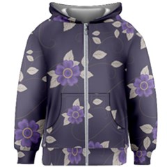 Purple Flowers Kids  Zipper Hoodie Without Drawstring by goljakoff