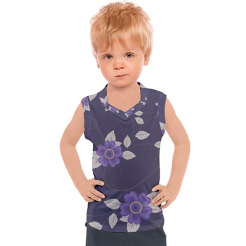 Purple Flowers Kids  Sport Tank Top by goljakoff