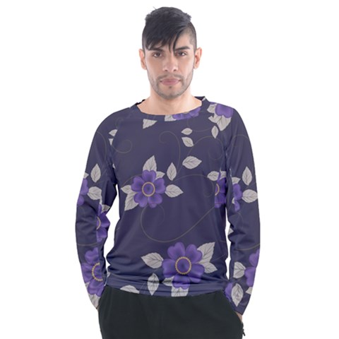 Purple Flowers Men s Long Sleeve Raglan Tee by goljakoff