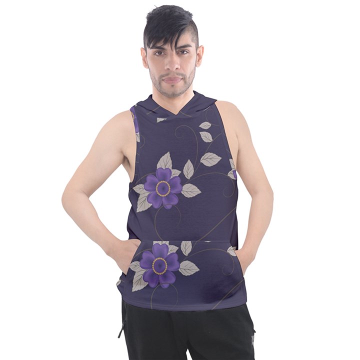 Purple flowers Men s Sleeveless Hoodie