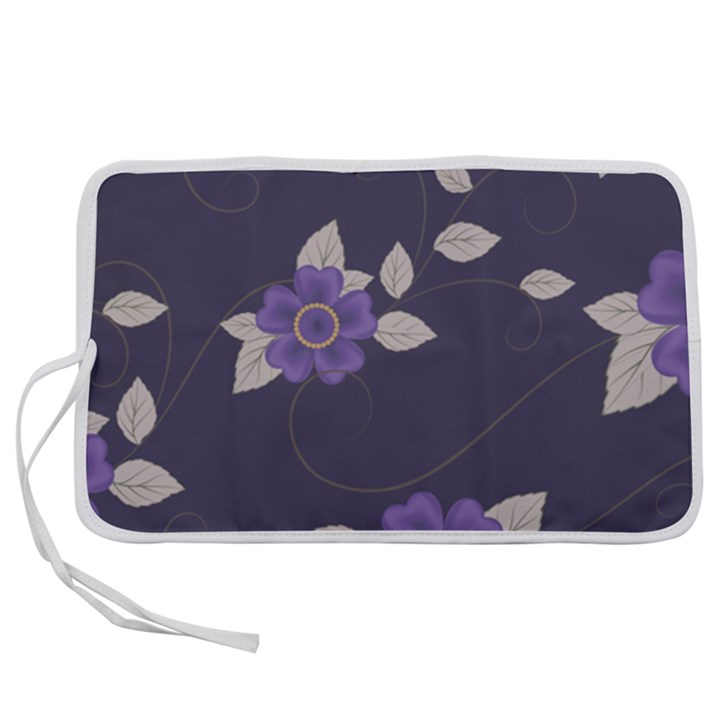 Purple flowers Pen Storage Case (S)