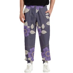 Purple Flowers Men s Elastic Waist Pants by goljakoff