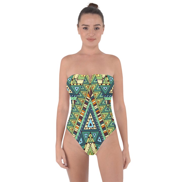 Native ornament Tie Back One Piece Swimsuit