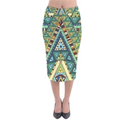 Native Ornament Velvet Midi Pencil Skirt by goljakoff