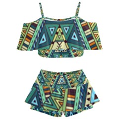 Native Ornament Kids  Off Shoulder Skirt Bikini by goljakoff