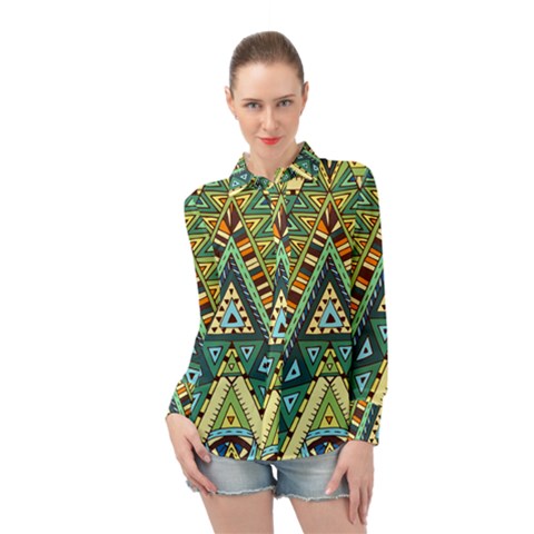 Native Ornament Long Sleeve Chiffon Shirt by goljakoff