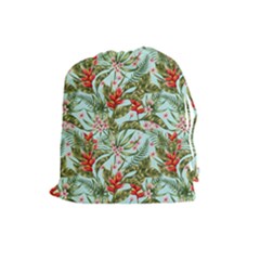 Tropical Flowers Drawstring Pouch (large) by goljakoff