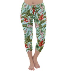 Tropical Flowers Capri Winter Leggings  by goljakoff