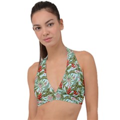 Tropical Flowers Halter Plunge Bikini Top by goljakoff