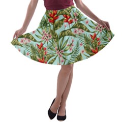 Tropical Flowers A-line Skater Skirt by goljakoff