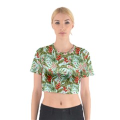 Tropical Flowers Cotton Crop Top by goljakoff