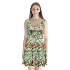 Tropical Flowers Split Back Mini Dress  by goljakoff