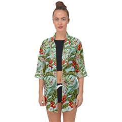 Tropical Flowers Open Front Chiffon Kimono by goljakoff