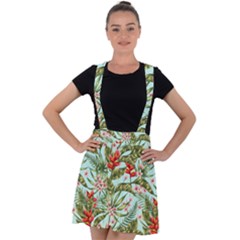 Tropical Flowers Velvet Suspender Skater Skirt by goljakoff