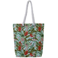 Tropical Flowers Full Print Rope Handle Tote (small) by goljakoff