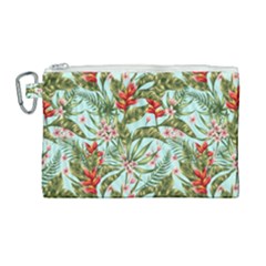 Tropical Flowers Canvas Cosmetic Bag (large) by goljakoff