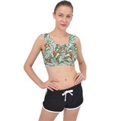 Tropical Flowers V-back Sports Bra by goljakoff