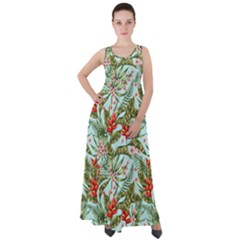 Tropical Flowers Empire Waist Velour Maxi Dress by goljakoff