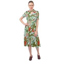 Tropical Flowers Keyhole Neckline Chiffon Dress by goljakoff