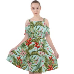 Tropical Flowers Cut Out Shoulders Chiffon Dress by goljakoff