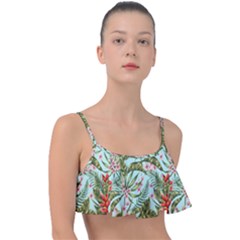 Tropical Flowers Frill Bikini Top by goljakoff