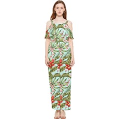 Tropical Flowers Draped Sleeveless Chiffon Jumpsuit