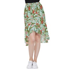 Tropical Flowers Frill Hi Low Chiffon Skirt