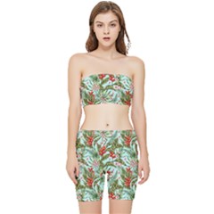 Tropical Flowers Stretch Shorts And Tube Top Set