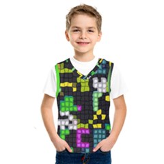 Drawn Squares                                                         Kids  Basketball Tank Top by LalyLauraFLM