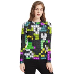 Drawn Squares                                                    Women s Long Sleeve Rash Guard