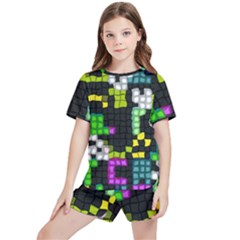 Drawn Squares                                                     Kids  Tee And Sports Shorts Set by LalyLauraFLM