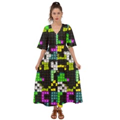 Drawn Squares                                                       Kimono Sleeve Boho Dress by LalyLauraFLM