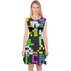 Drawn Squares                                                     Capsleeve Midi Dress by LalyLauraFLM