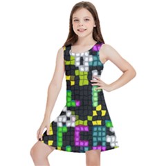 Drawn Squares                                                     Kids  Lightweight Sleeveless Dress