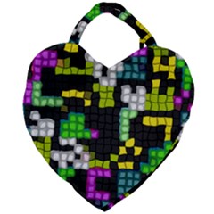 Drawn Squares                                                     Giant Heart Shaped Tote by LalyLauraFLM