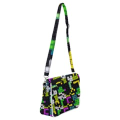 Drawn Squares                                                 Shoulder Bag With Back Zipper by LalyLauraFLM