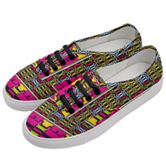 Pink Yellow Green Shapes                                                      Women s Classic Low Top Sneakers by LalyLauraFLM